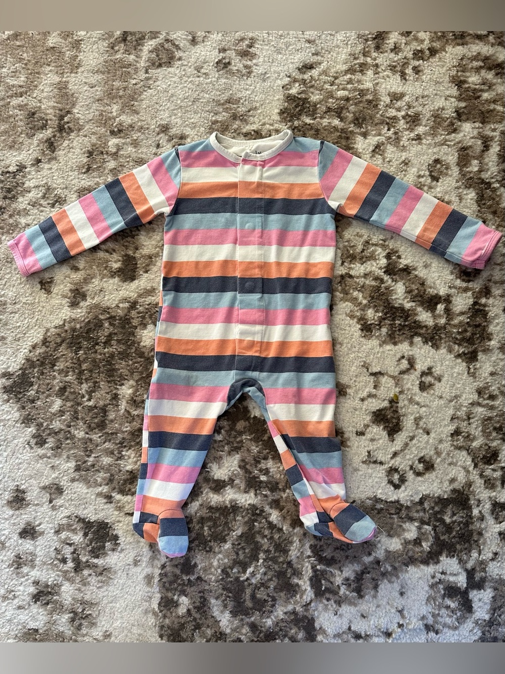 Magnetic Me Colorful Striped Footie in Pink, Blue & Orange